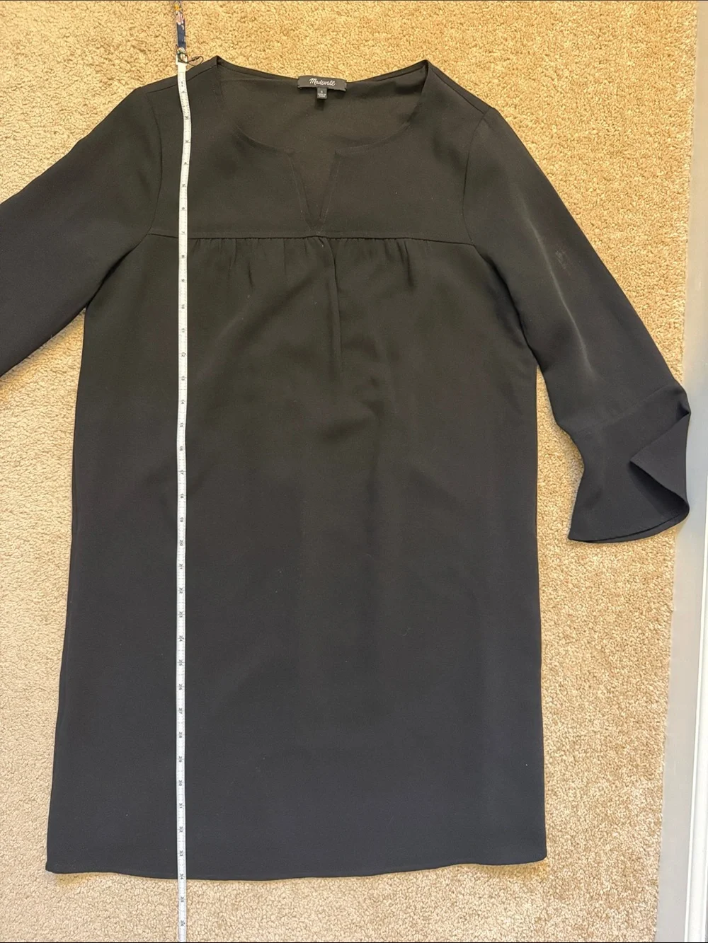 Madewell Starland Black Long-Sleeve Shift Dress Size Small - Picture 6 of 11